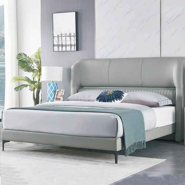 upholstered bed grey