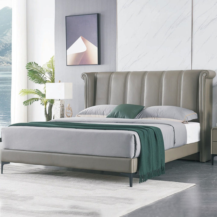neutral upholstered bed
